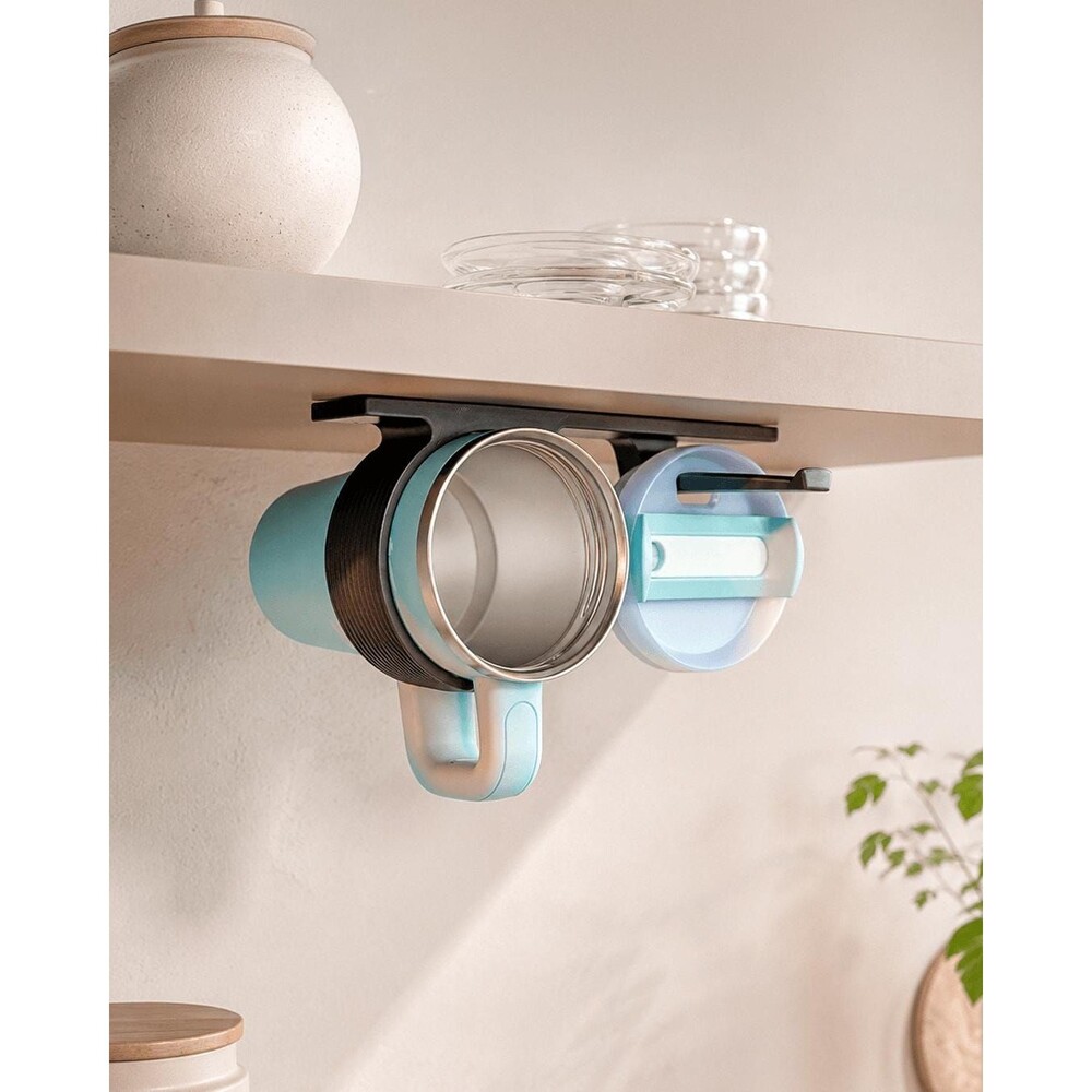 Under Cabinet Cup Holder Rail, 3D Printed Mug Rack, Under Shelf Tumbler Organize